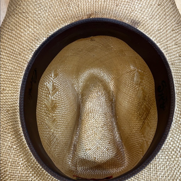Tan Straw Cowboy Hat and leather interior band- rustic look by design - Picture 7 of 16